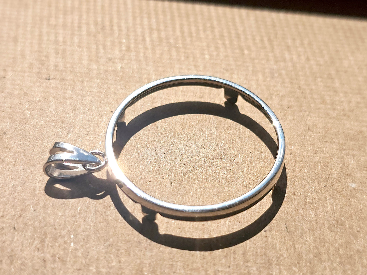 925 Sterling Silver Prong Back Simple Bezel for 30mm Half Dollar 50 Cents Coins