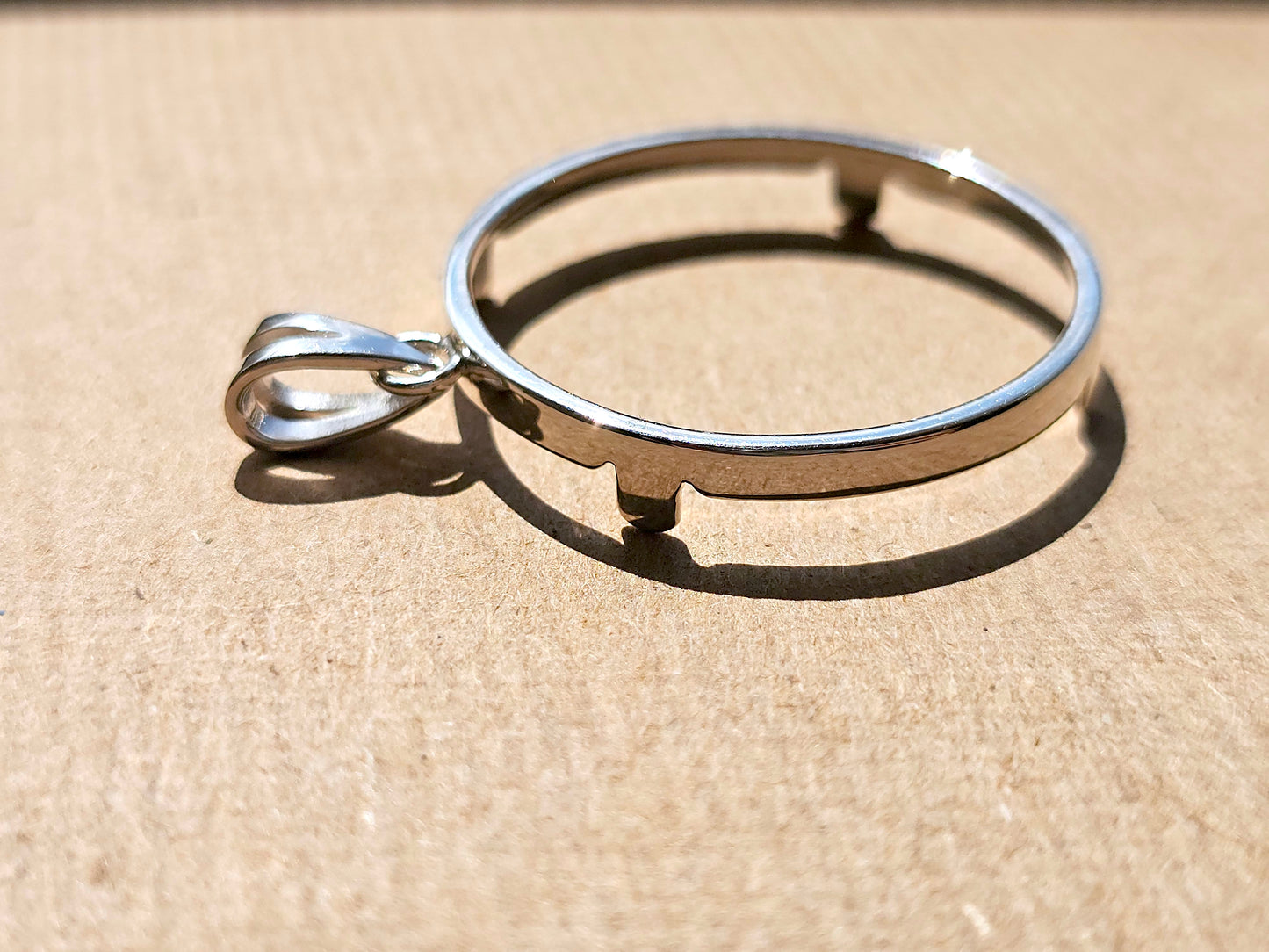 925 Sterling Silver Prong Back Simple Bezel for 30mm Half Dollar 50 Cents Coins