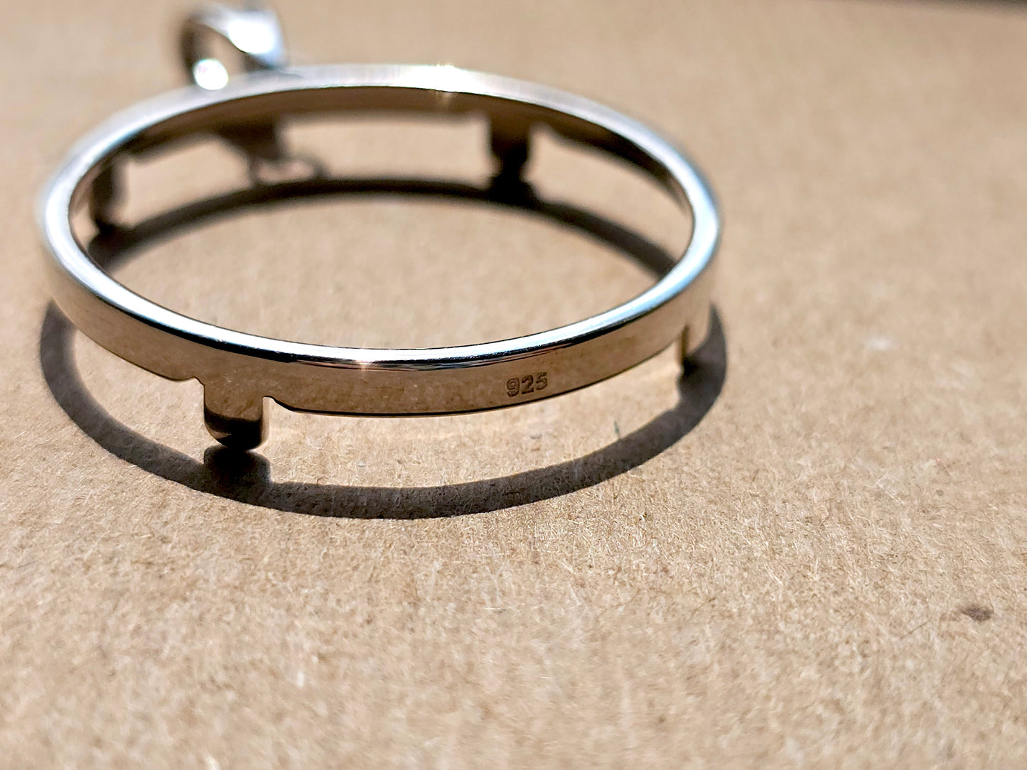 925 Sterling Silver Prong Back Simple Bezel for 30mm Half Dollar 50 Cents Coins