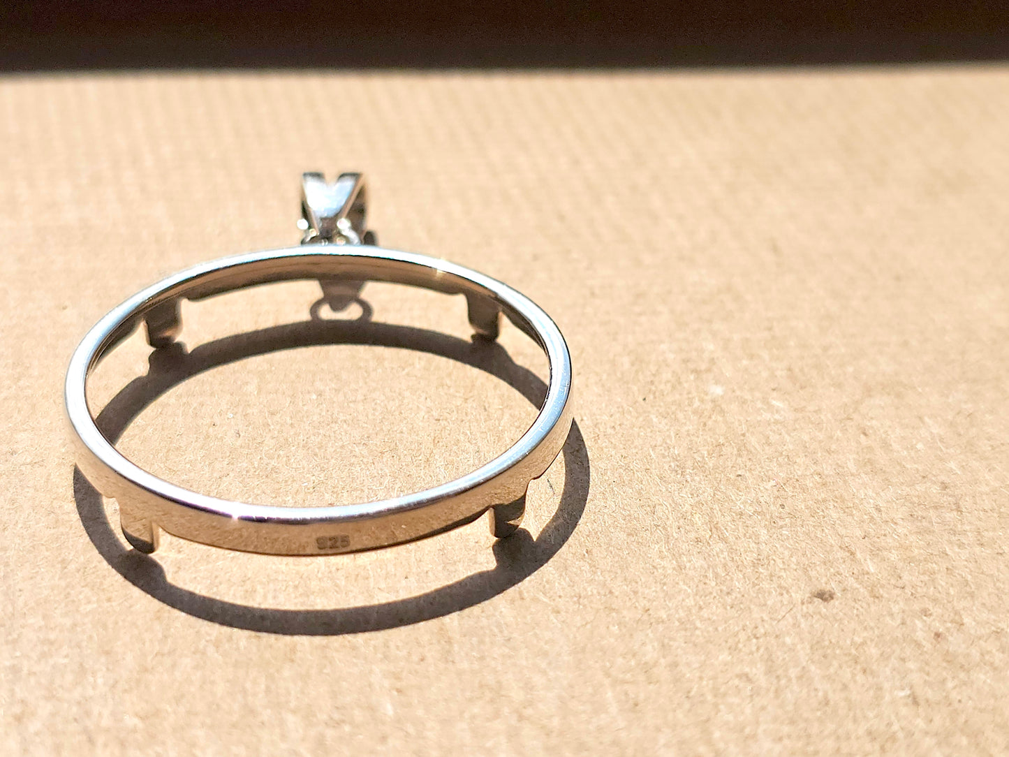 925 Sterling Silver Prong Back Simple Bezel for 30mm Half Dollar 50 Cents Coins