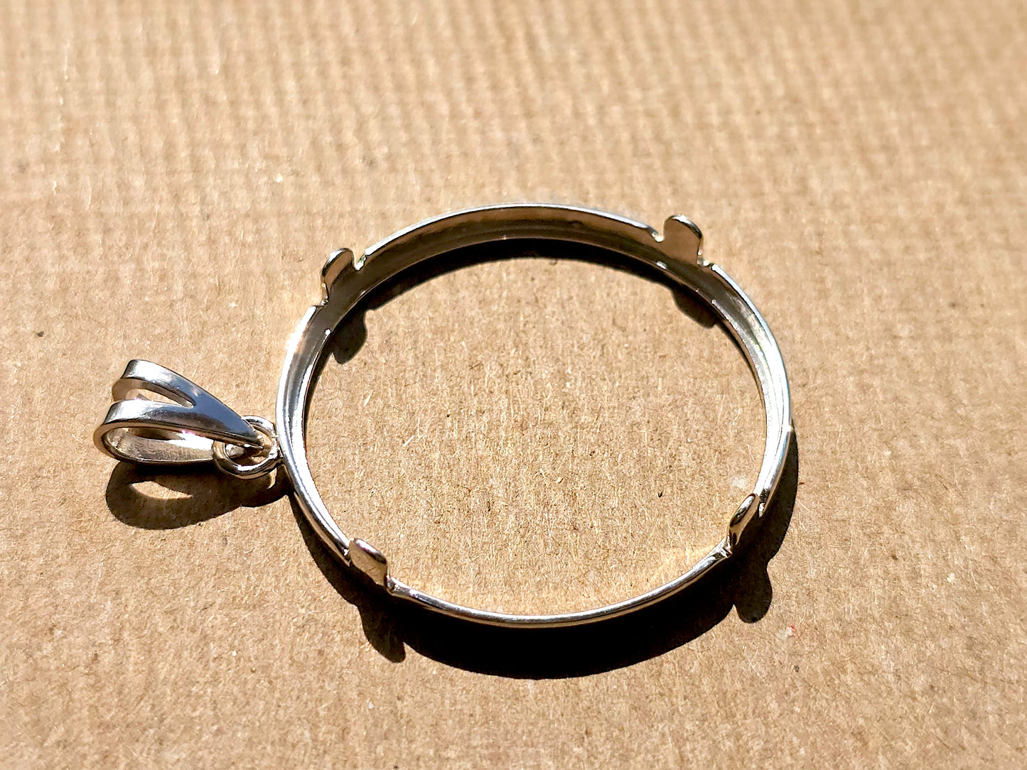 925 Sterling Silver Prong Back Simple Bezel for 30mm Half Dollar 50 Cents Coins