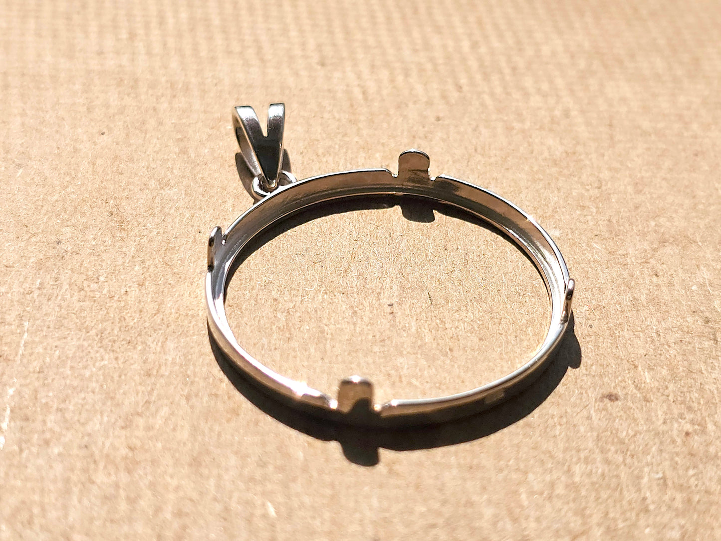 925 Sterling Silver Prong Back Simple Bezel for 30mm Half Dollar 50 Cents Coins