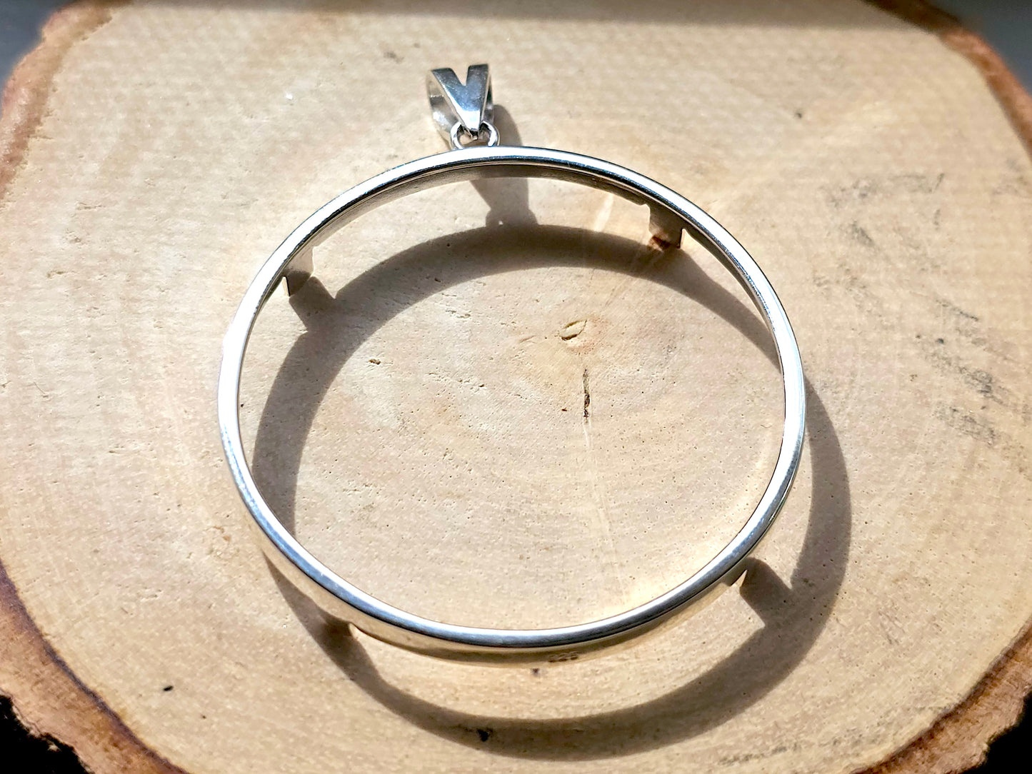 925 Sterling Silver Prong Back Simple Bezel for 41mm 1 oz Coins