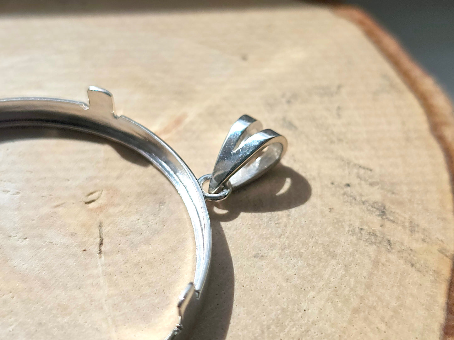 925 Sterling Silver Prong Back Simple Bezel for 41mm 1 oz Coins