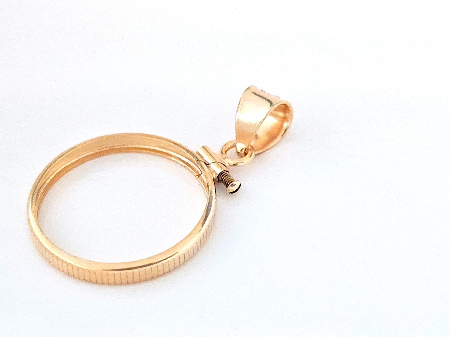 14K Gold Filled Screw Top Coin Edge Bezel for 21mm Nickel 5 Cent Coins