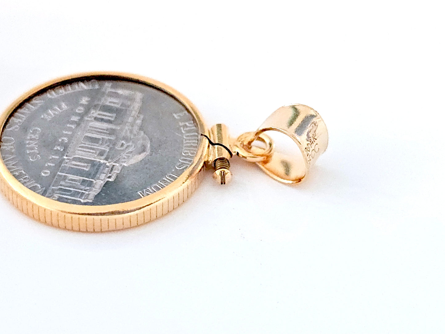 14K Gold Filled Screw Top Coin Edge Bezel for 21mm Nickel 5 Cent Coins