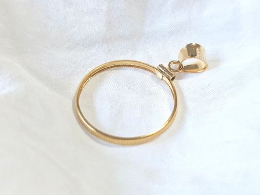 14K Gold Filled Screw Top Coin Edge Bezel for 24mm Quarters 25 Cents Coins