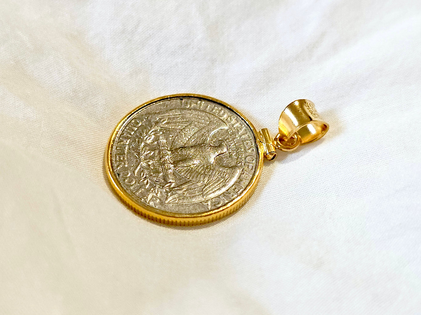 14K Gold Filled Screw Top Coin Edge Bezel for 24mm Quarters 25 Cents Coins