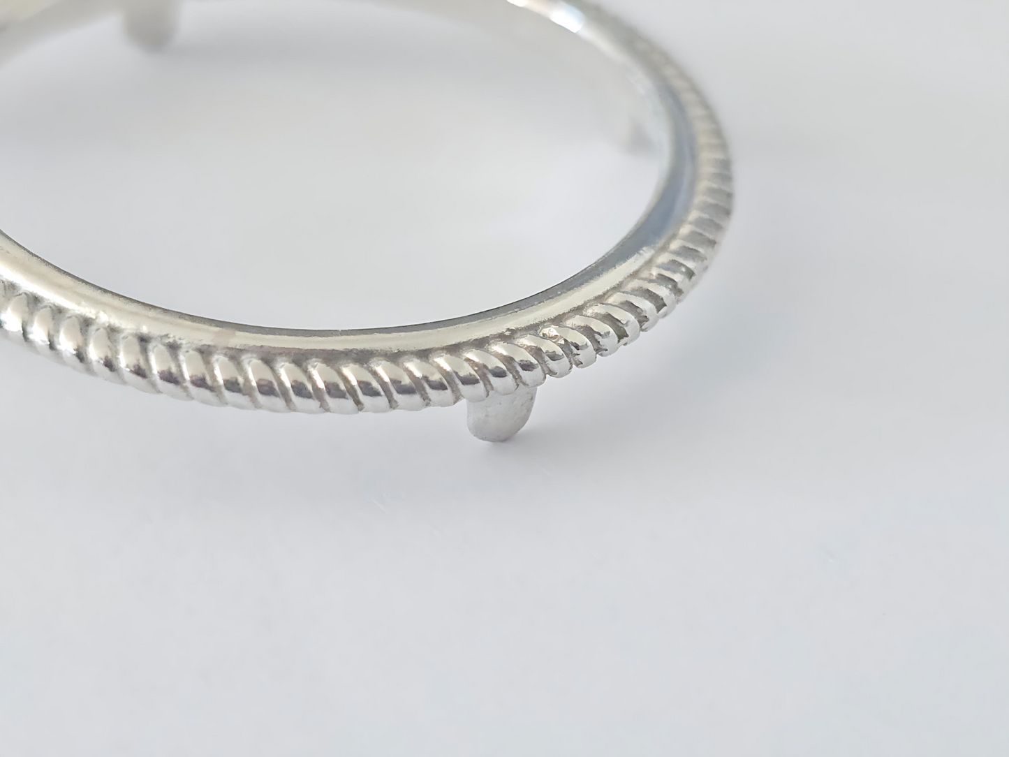 925 Sterling Silver Prong Back Rope Wire Edge Bezel for 30mm Half Dollar 50 Cents Coins