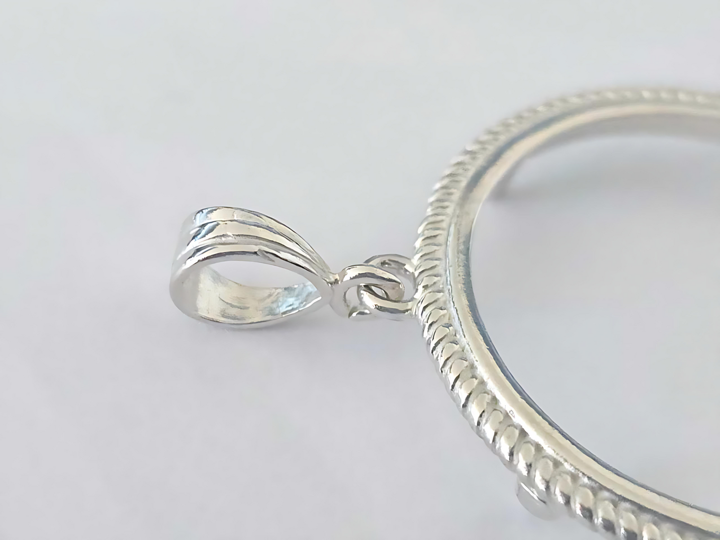 925 Sterling Silver Prong Back Rope Wire Edge Bezel for 30mm Half Dollar 50 Cents Coins