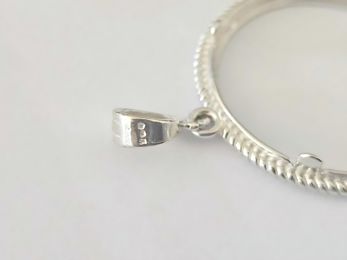 925 Sterling Silver Prong Back Rope Wire Edge Bezel for 30mm Half Dollar 50 Cents Coins