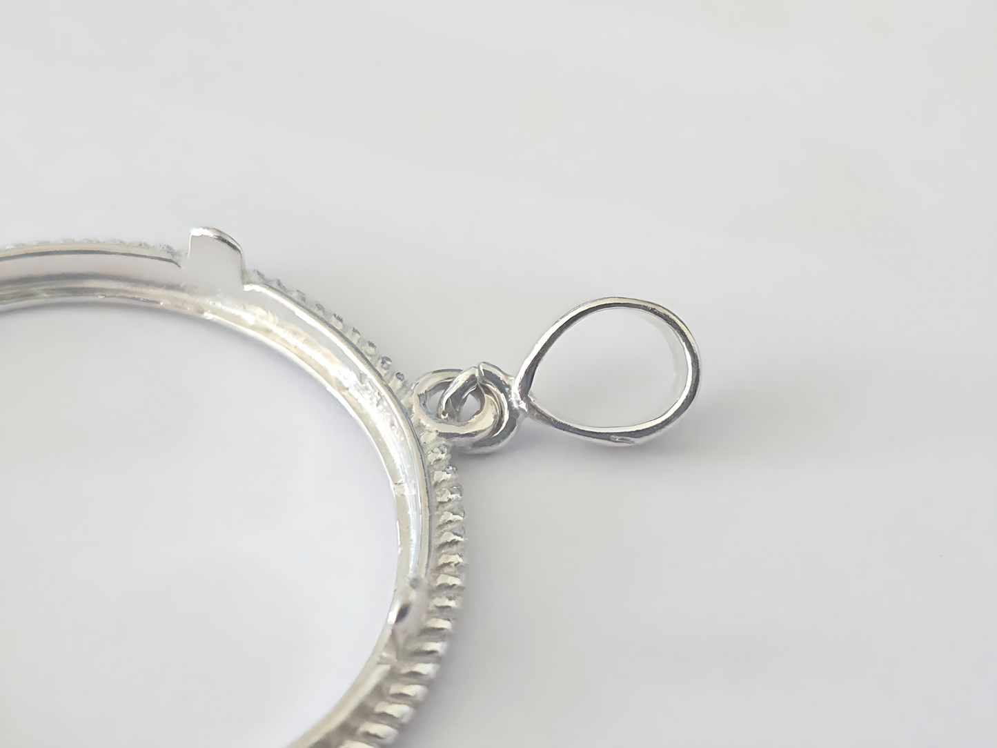 925 Sterling Silver Prong Back Rope Wire Edge Bezel for 30mm Half Dollar 50 Cents Coins