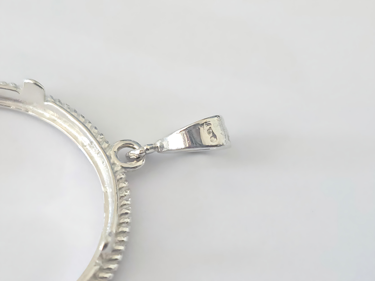 925 Sterling Silver Prong Back Rope Wire Edge Bezel for 30mm Half Dollar 50 Cents Coins