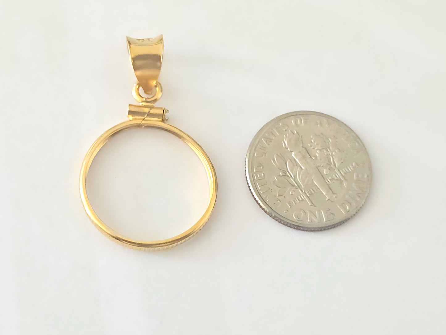 14K Gold Filled Screw Top Coin Edge Bezel for 18mm Dime 10 Cent Coins