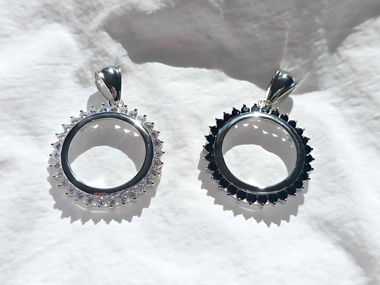 925 Sterling Silver Prong Back Cubic Zirconia CZ Halo Bezel for 18mm Dime 10 Cent Coins