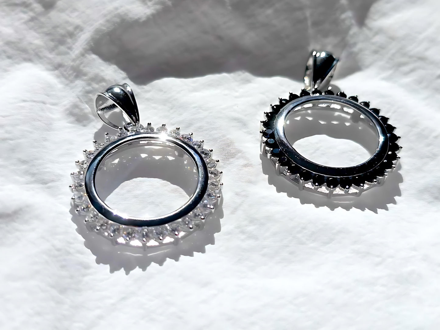 925 Sterling Silver Prong Back Cubic Zirconia CZ Halo Bezel for 18mm Dime 10 Cent Coins