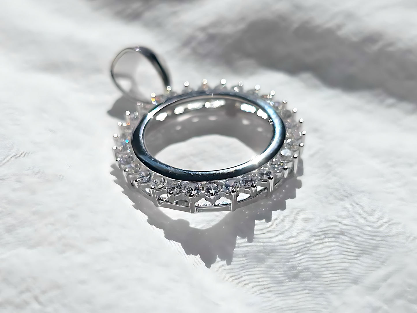 925 Sterling Silver Prong Back Cubic Zirconia CZ Halo Bezel for 18mm Dime 10 Cent Coins