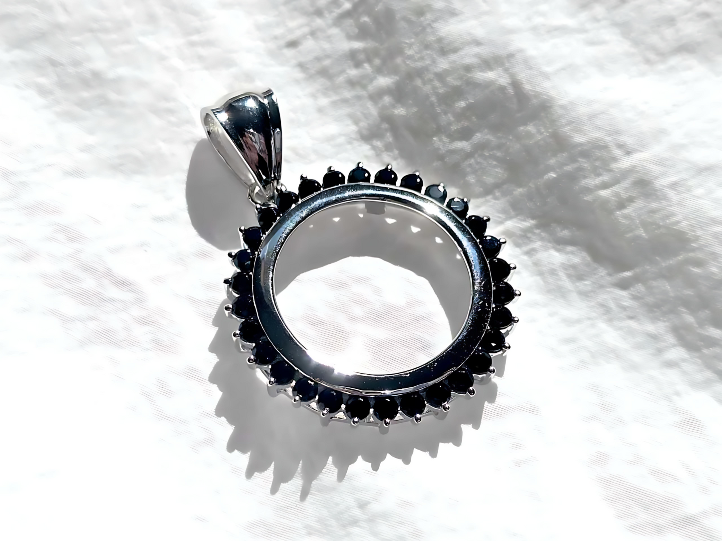 925 Sterling Silver Prong Back Cubic Zirconia CZ Halo Bezel for 18mm Dime 10 Cent Coins