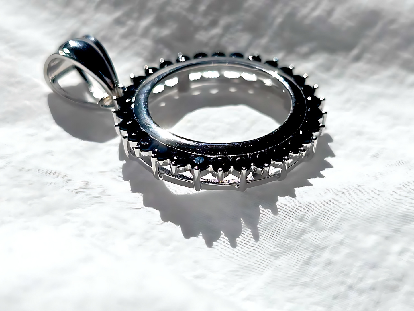 925 Sterling Silver Prong Back Cubic Zirconia CZ Halo Bezel for 18mm Dime 10 Cent Coins