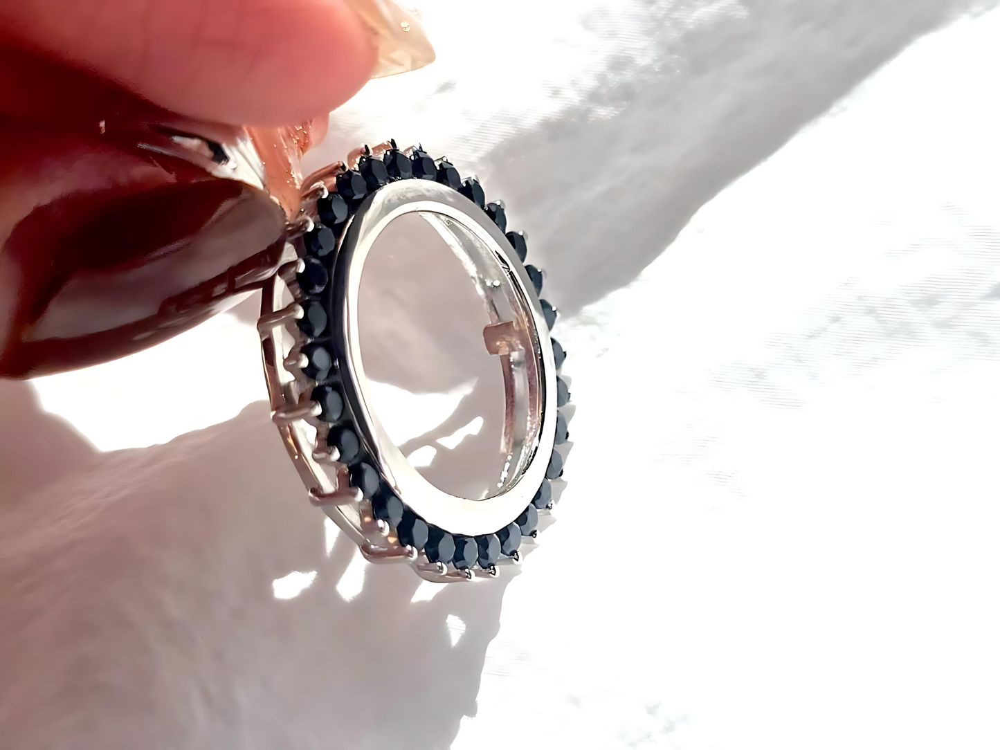 925 Sterling Silver Prong Back Cubic Zirconia CZ Halo Bezel for 18mm Dime 10 Cent Coins