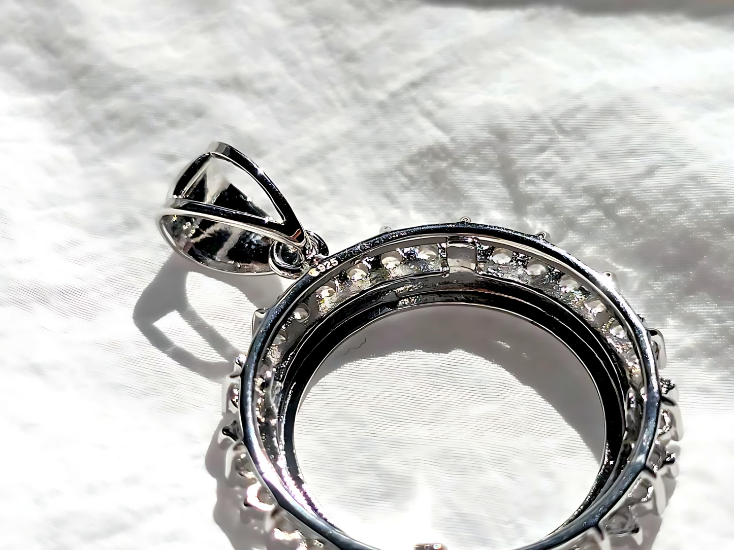 925 Sterling Silver Prong Back Cubic Zirconia CZ Halo Bezel for 19mm Penny 1 Cent Coins