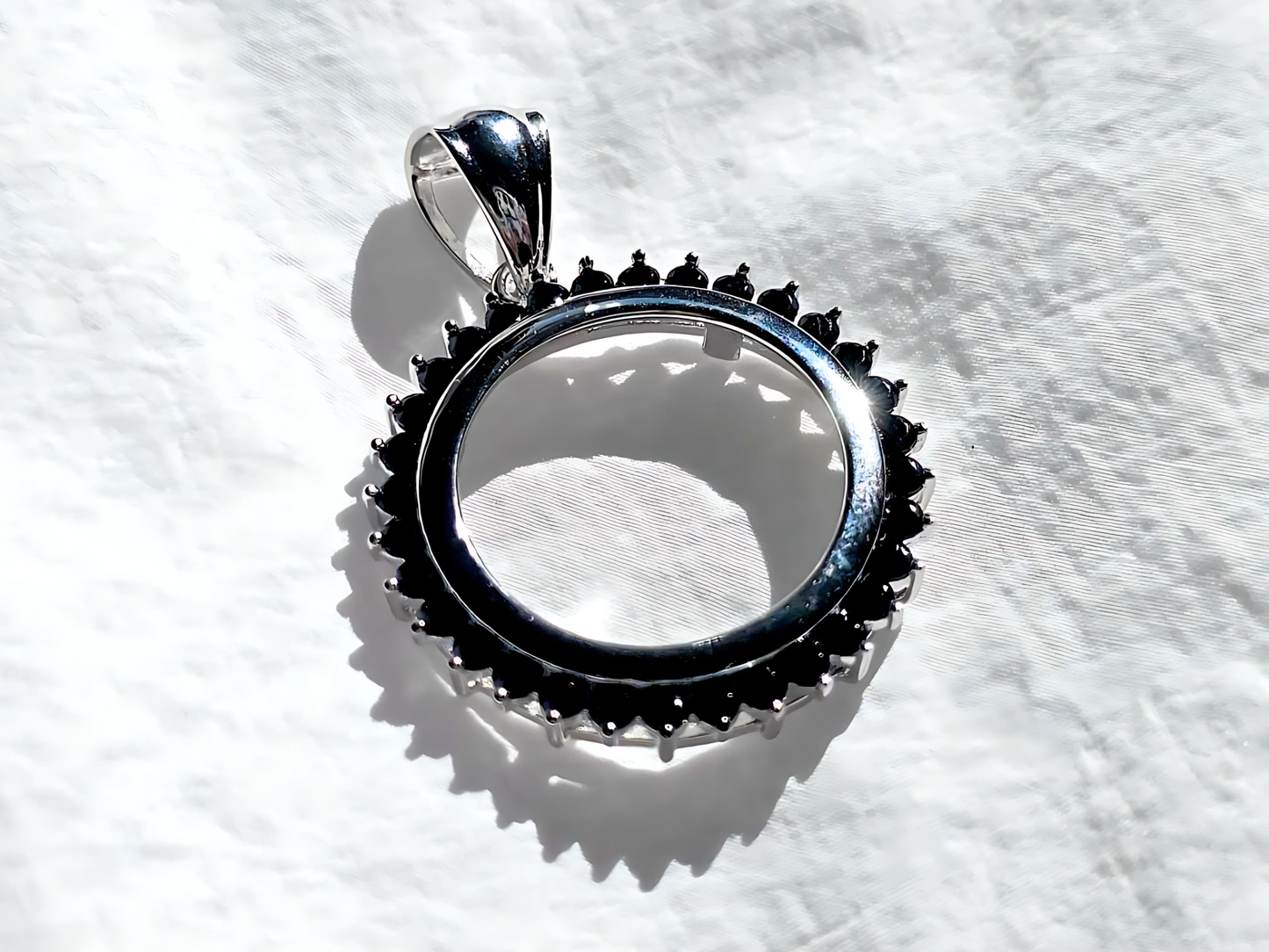 925 Sterling Silver Prong Back Cubic Zirconia CZ Halo Bezel for 19mm Penny 1 Cent Coins