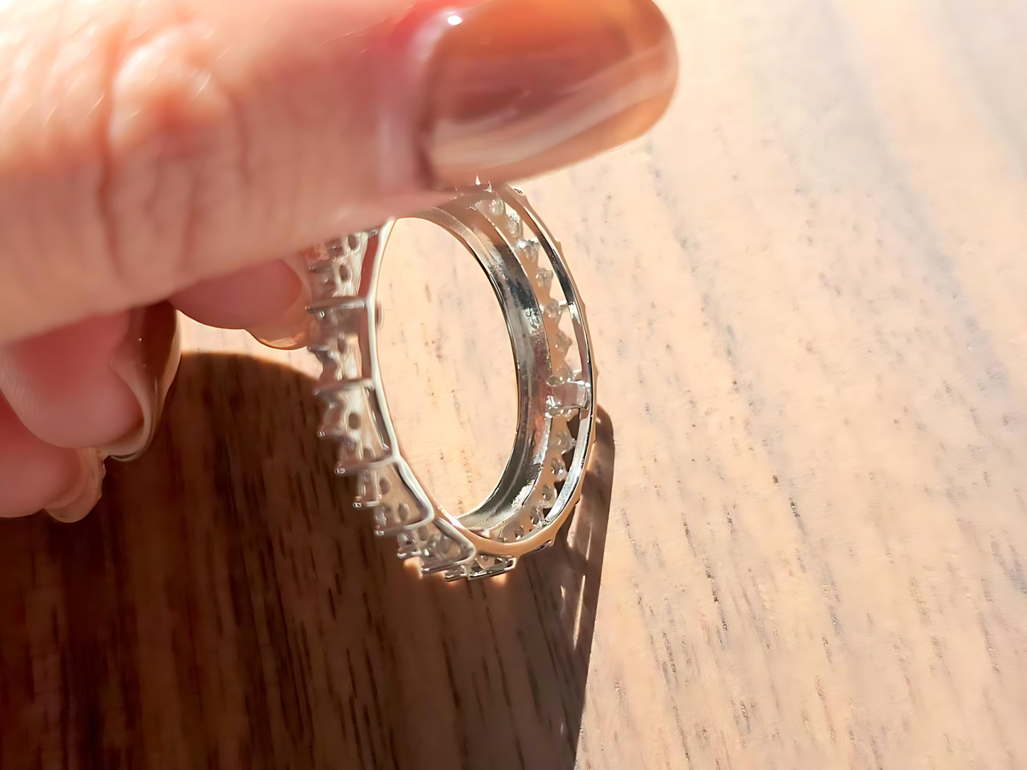 925 Sterling Silver Prong Back Cubic Zirconia CZ Halo Bezel for 21mm Nickel 5 Cent Coins