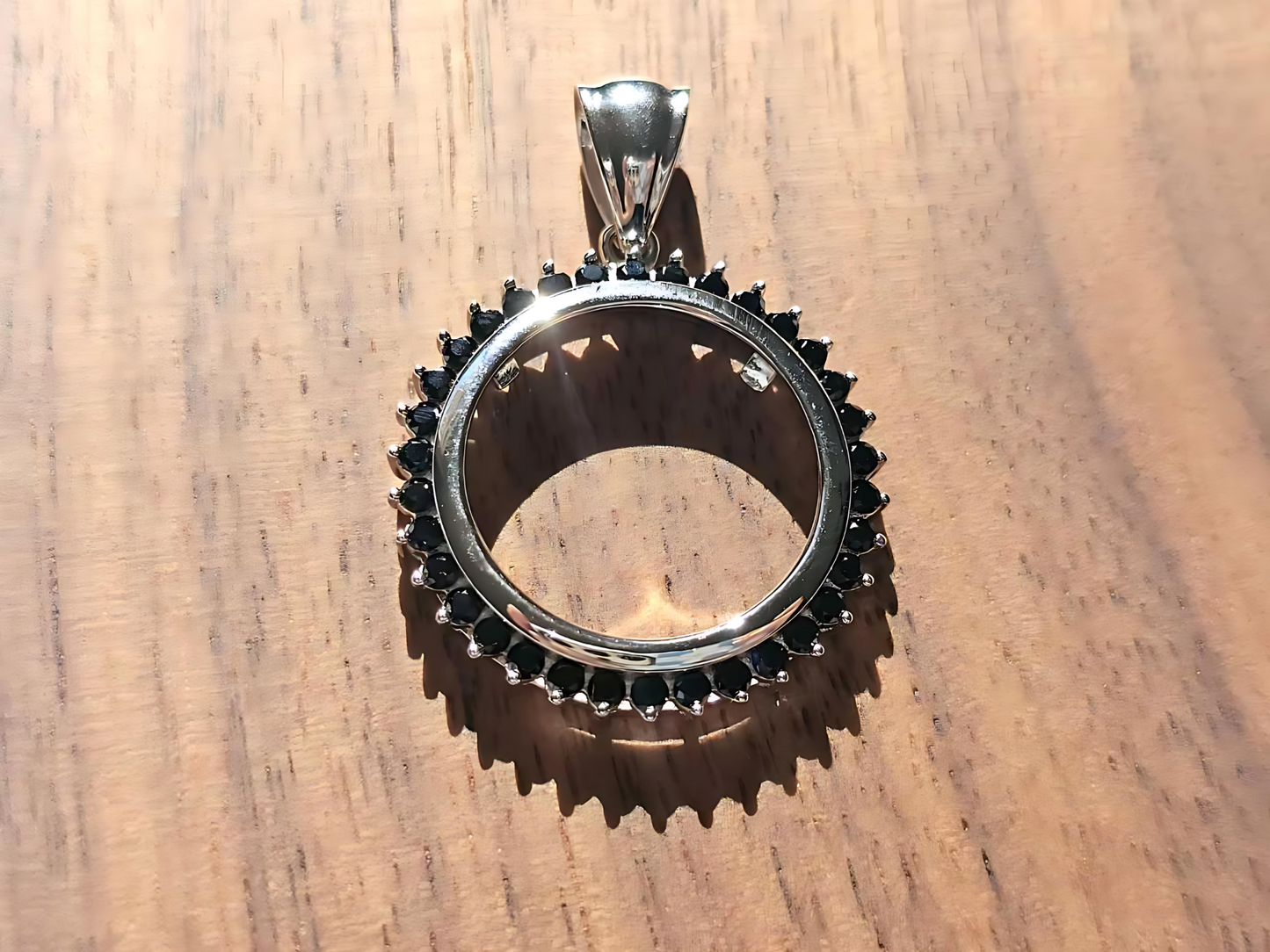 925 Sterling Silver Prong Back Cubic Zirconia CZ Halo Bezel for 21mm Nickel 5 Cent Coins