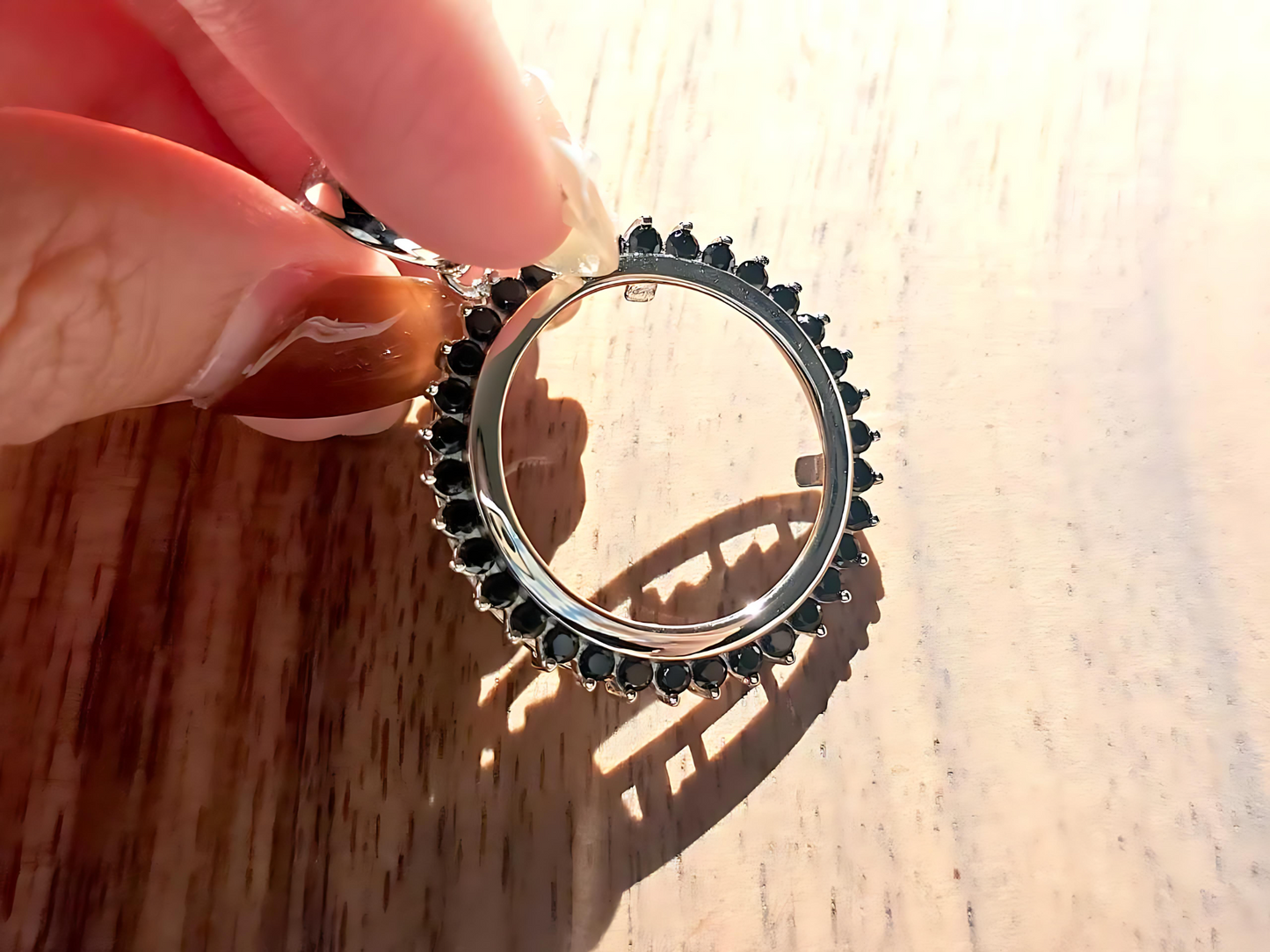 925 Sterling Silver Prong Back Cubic Zirconia CZ Halo Bezel for 21mm Nickel 5 Cent Coins