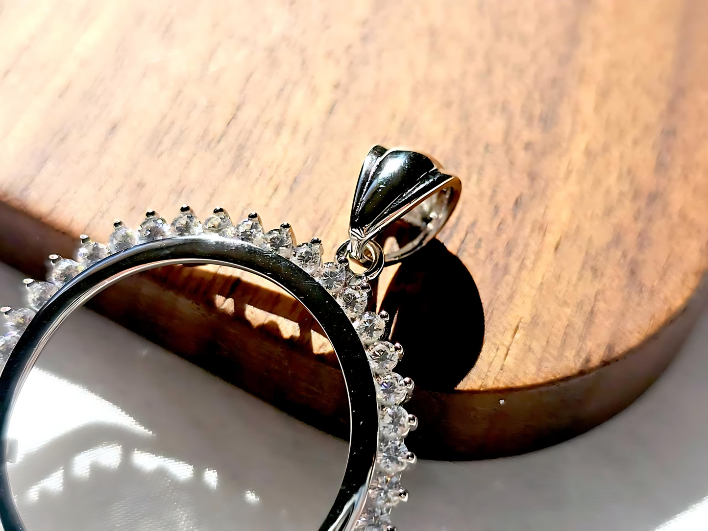 925 Sterling Silver Prong Back Cubic Zirconia CZ Halo Bezel for 24mm Quarter 25Cent Coins