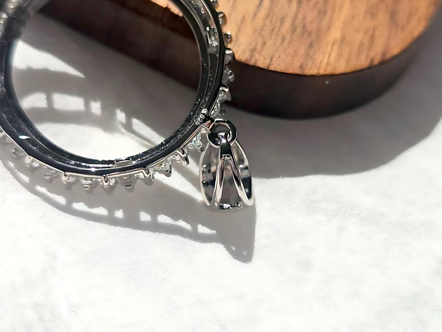 925 Sterling Silver Prong Back Cubic Zirconia CZ Halo Bezel for 24mm Quarter 25Cent Coins