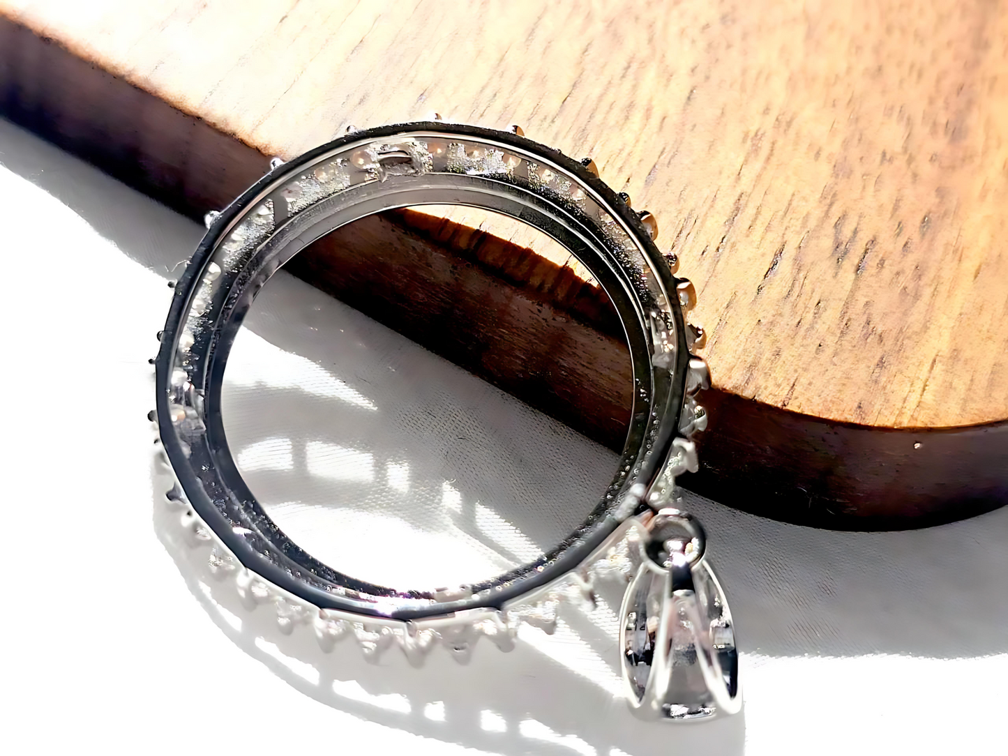 925 Sterling Silver Prong Back Cubic Zirconia CZ Halo Bezel for 24mm Quarter 25Cent Coins