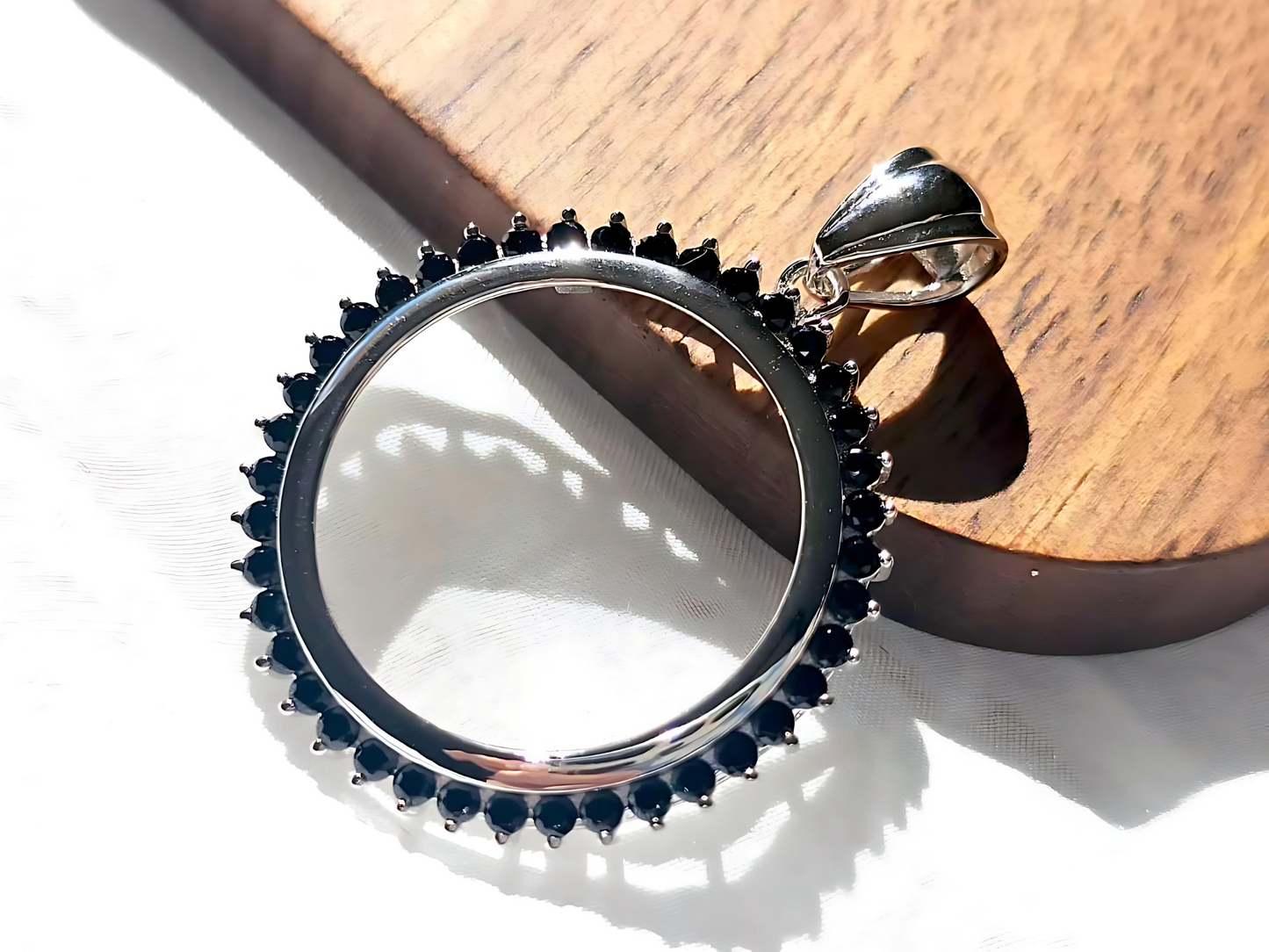 925 Sterling Silver Prong Back Cubic Zirconia CZ Halo Bezel for 24mm Quarter 25Cent Coins