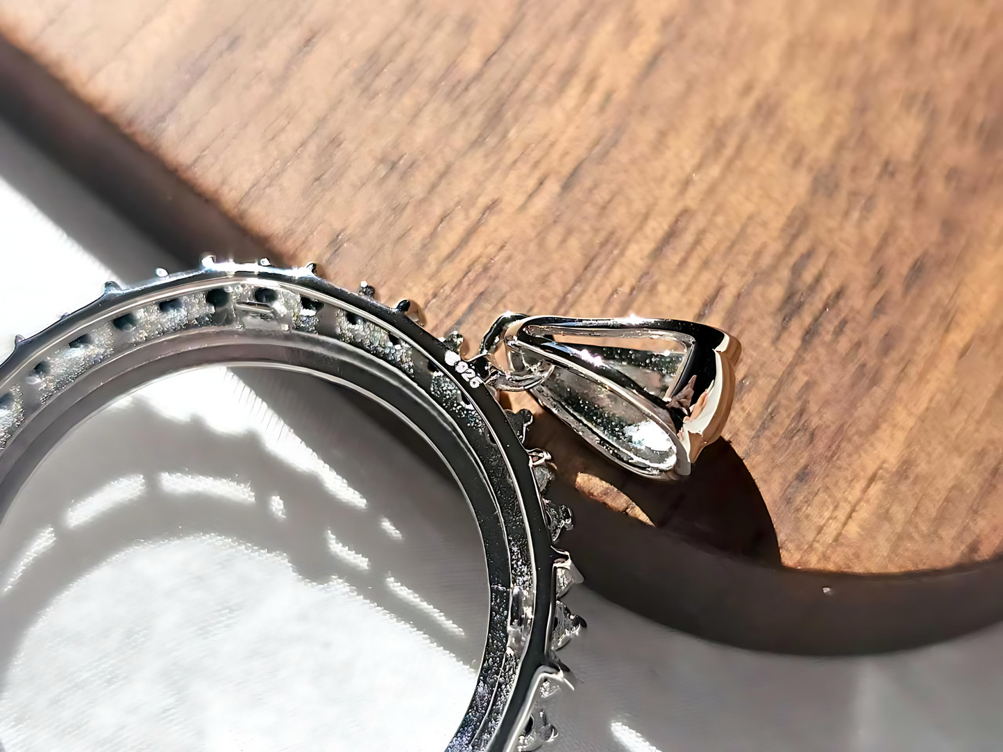 925 Sterling Silver Prong Back Cubic Zirconia CZ Halo Bezel for 24mm Quarter 25Cent Coins