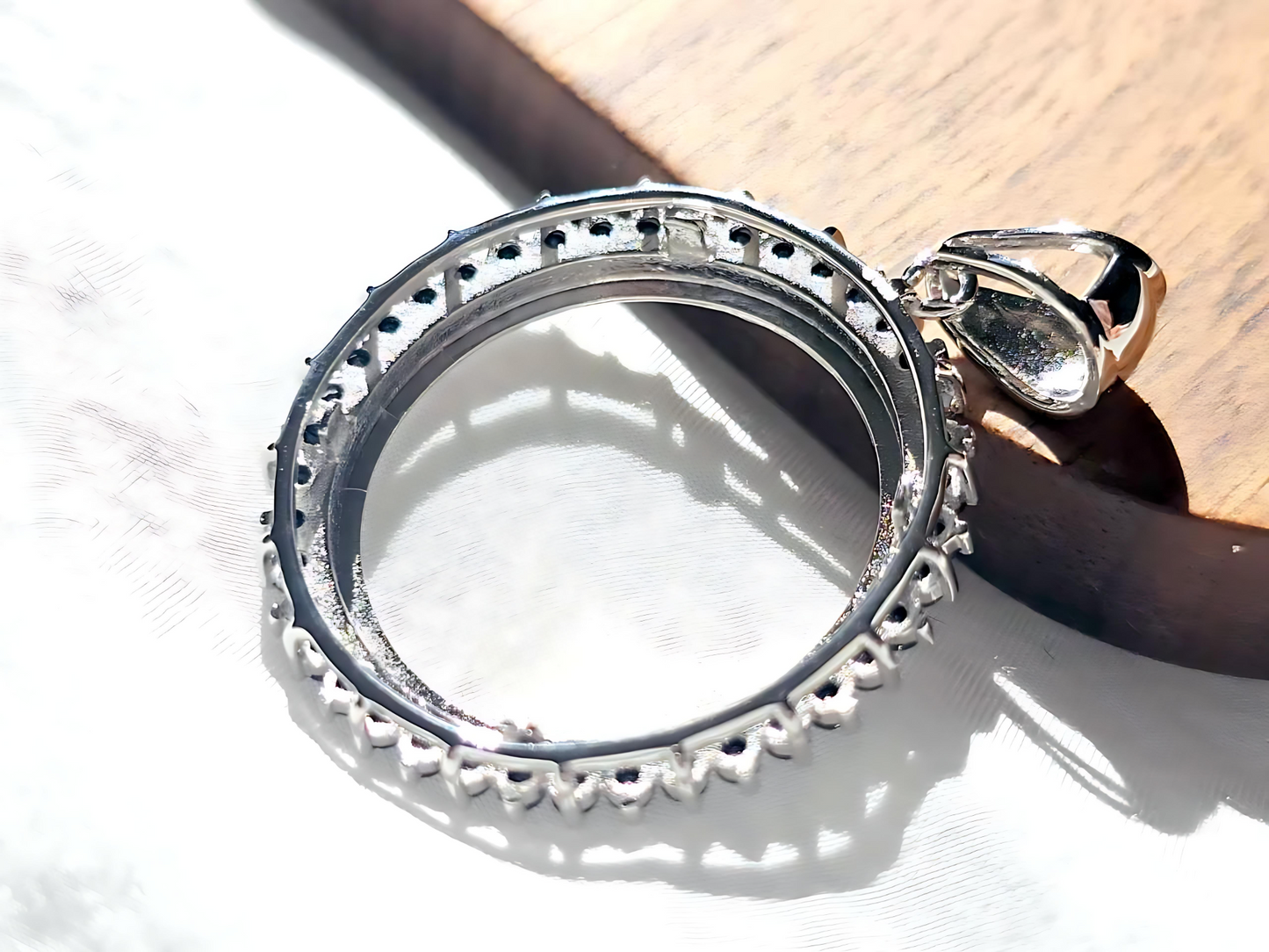 925 Sterling Silver Prong Back Cubic Zirconia CZ Halo Bezel for 24mm Quarter 25Cent Coins