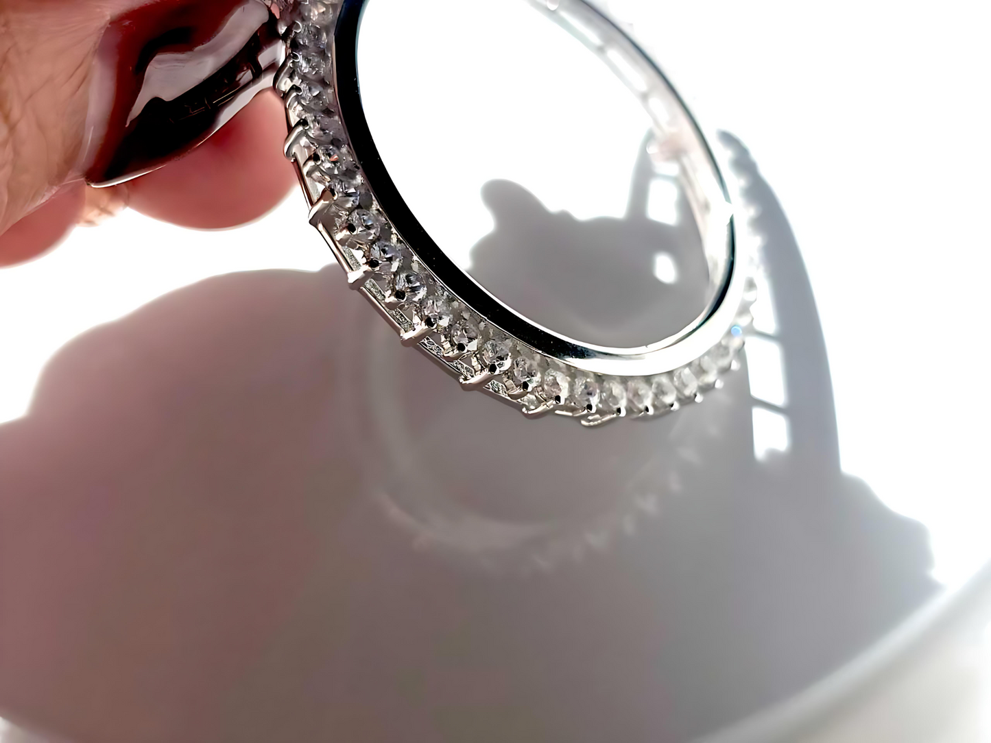 925 Sterling Silver Prong Back Cubic Zirconia CZ Halo Bezel for 30mm 50 Cent Coins