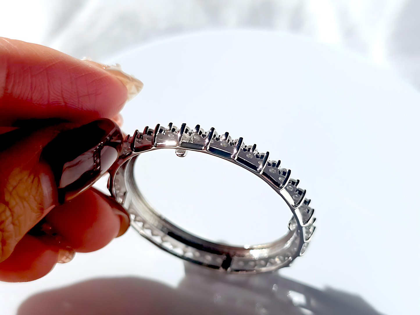 925 Sterling Silver Prong Back Cubic Zirconia CZ Halo Bezel for 30mm 50 Cent Coins