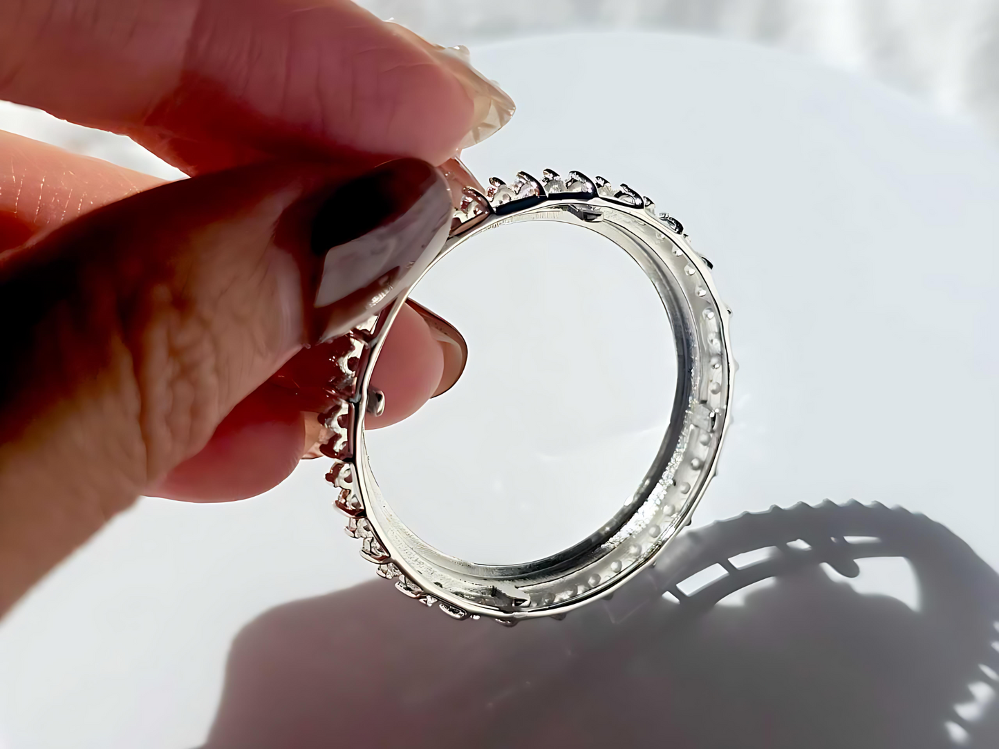 925 Sterling Silver Prong Back Cubic Zirconia CZ Halo Bezel for 30mm 50 Cent Coins