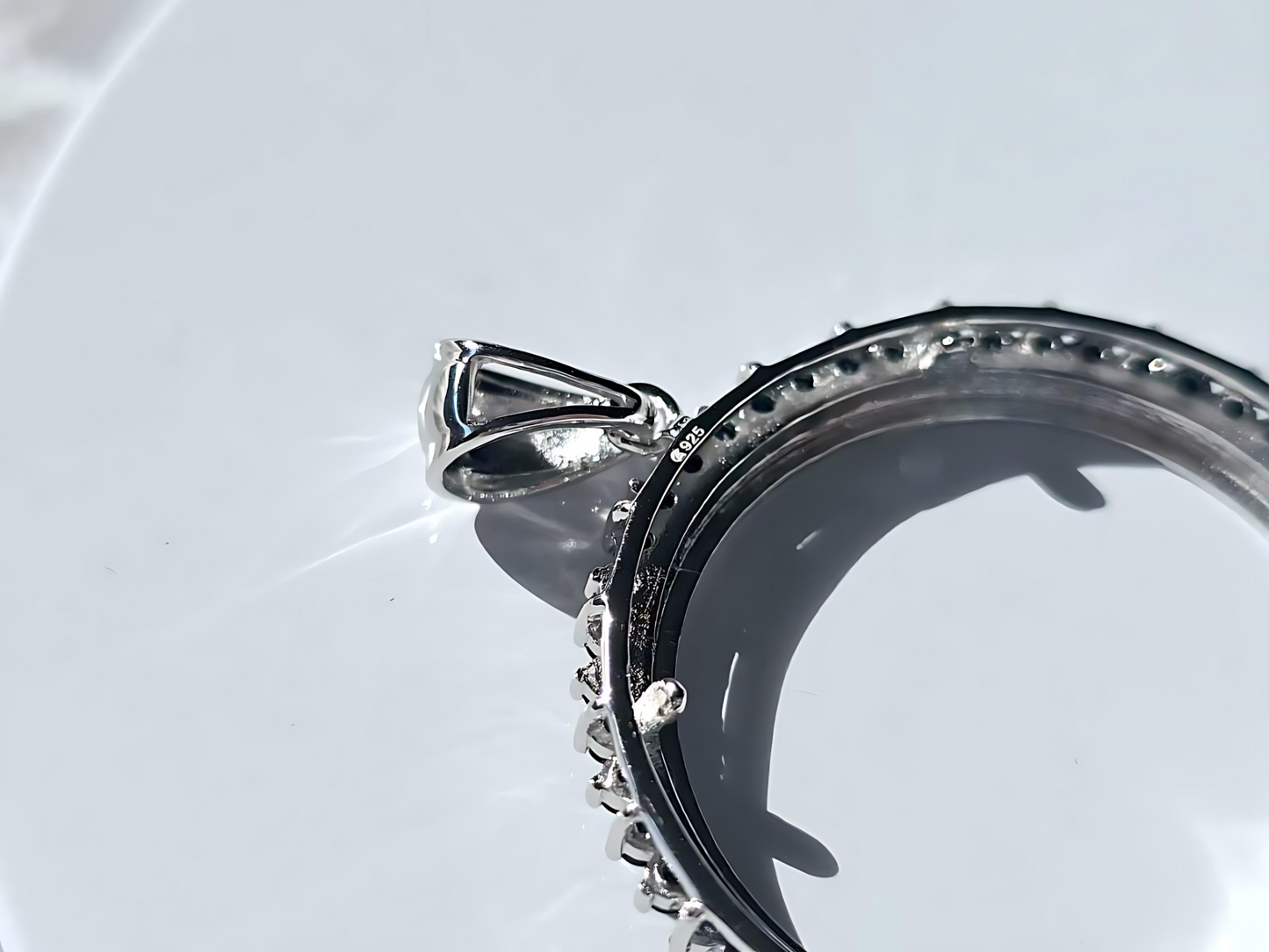 925 Sterling Silver Prong Back Cubic Zirconia CZ Halo Bezel for 30mm 50 Cent Coins