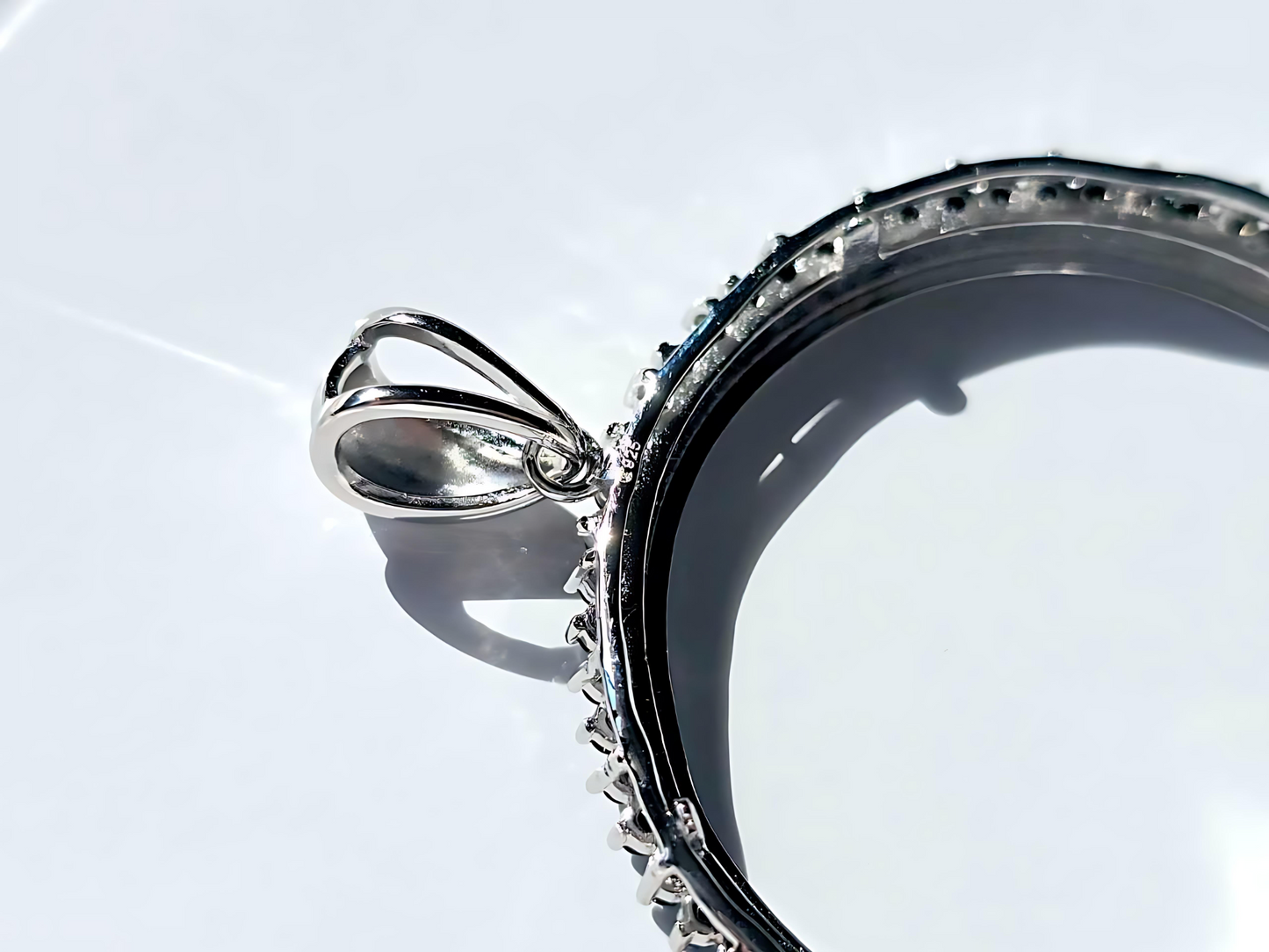 925 Sterling Silver Prong Back Cubic Zirconia CZ Halo Bezel for 38mm 1 Dollar Coins