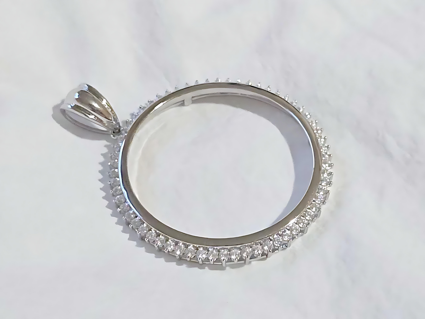 925 Sterling Silver Prong Back Cubic Zirconia CZ Halo Bezel for 41mm 1 oz Coins