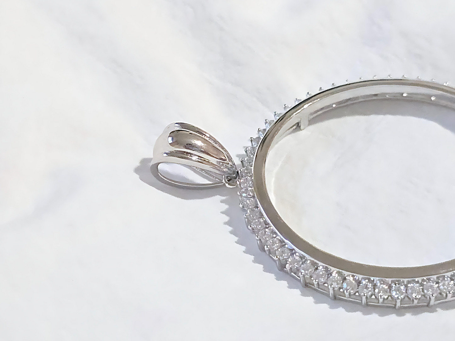 925 Sterling Silver Prong Back Cubic Zirconia CZ Halo Bezel for 41mm 1 oz Coins