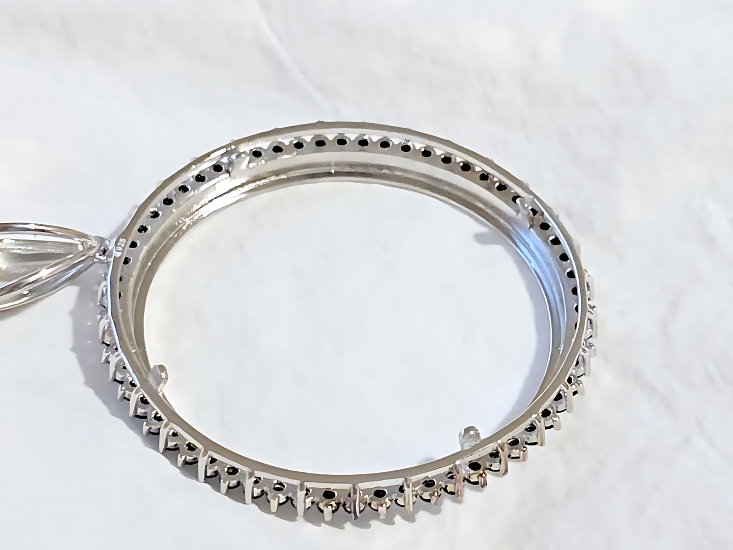 925 Sterling Silver Prong Back Cubic Zirconia CZ Halo Bezel for 41mm 1 oz Coins