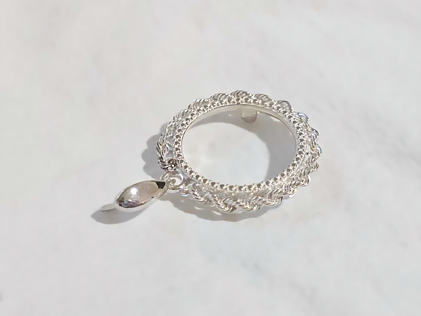 925 Sterling Silver Prong Back Illusion Rope Bezel for 18mm Dime 10 Cent Coins