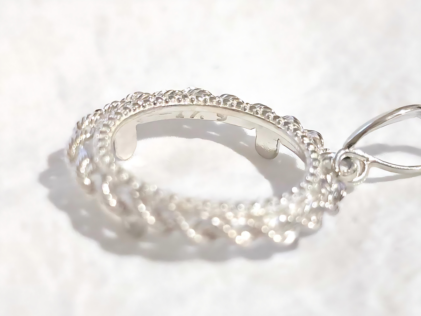 925 Sterling Silver Prong Back Illusion Rope Bezel for 18mm Dime 10 Cent Coins