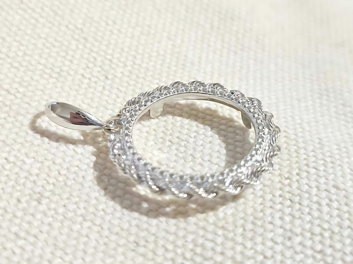 925 Sterling Silver Prong Back Illusion Rope Bezel for 19mm Penny 1 Cent Coins