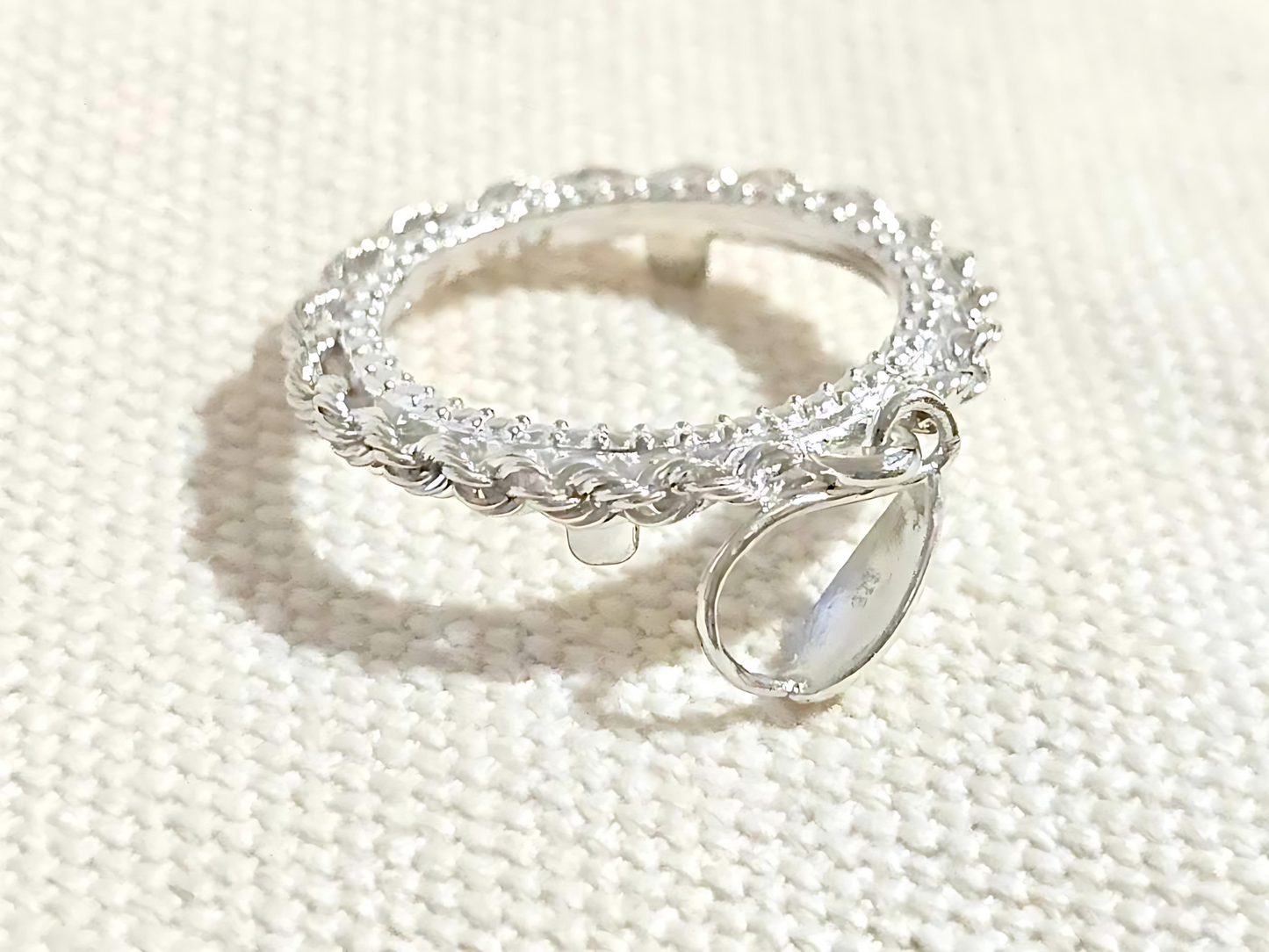 925 Sterling Silver Prong Back Illusion Rope Bezel for 19mm Penny 1 Cent Coins