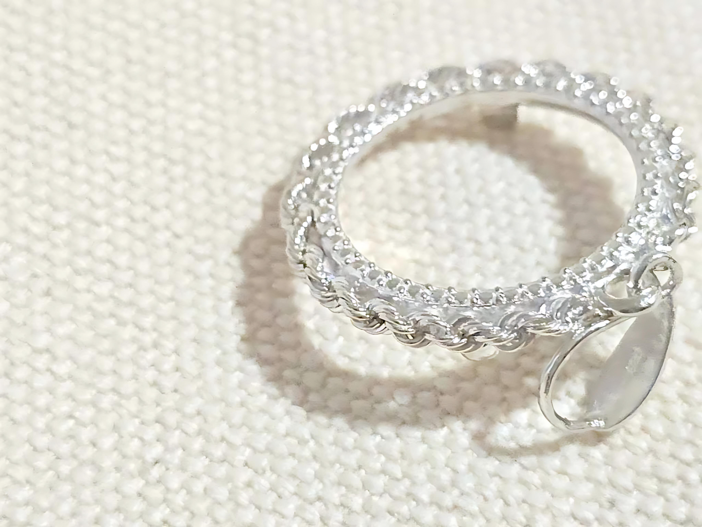 925 Sterling Silver Prong Back Illusion Rope Bezel for 19mm Penny 1 Cent Coins