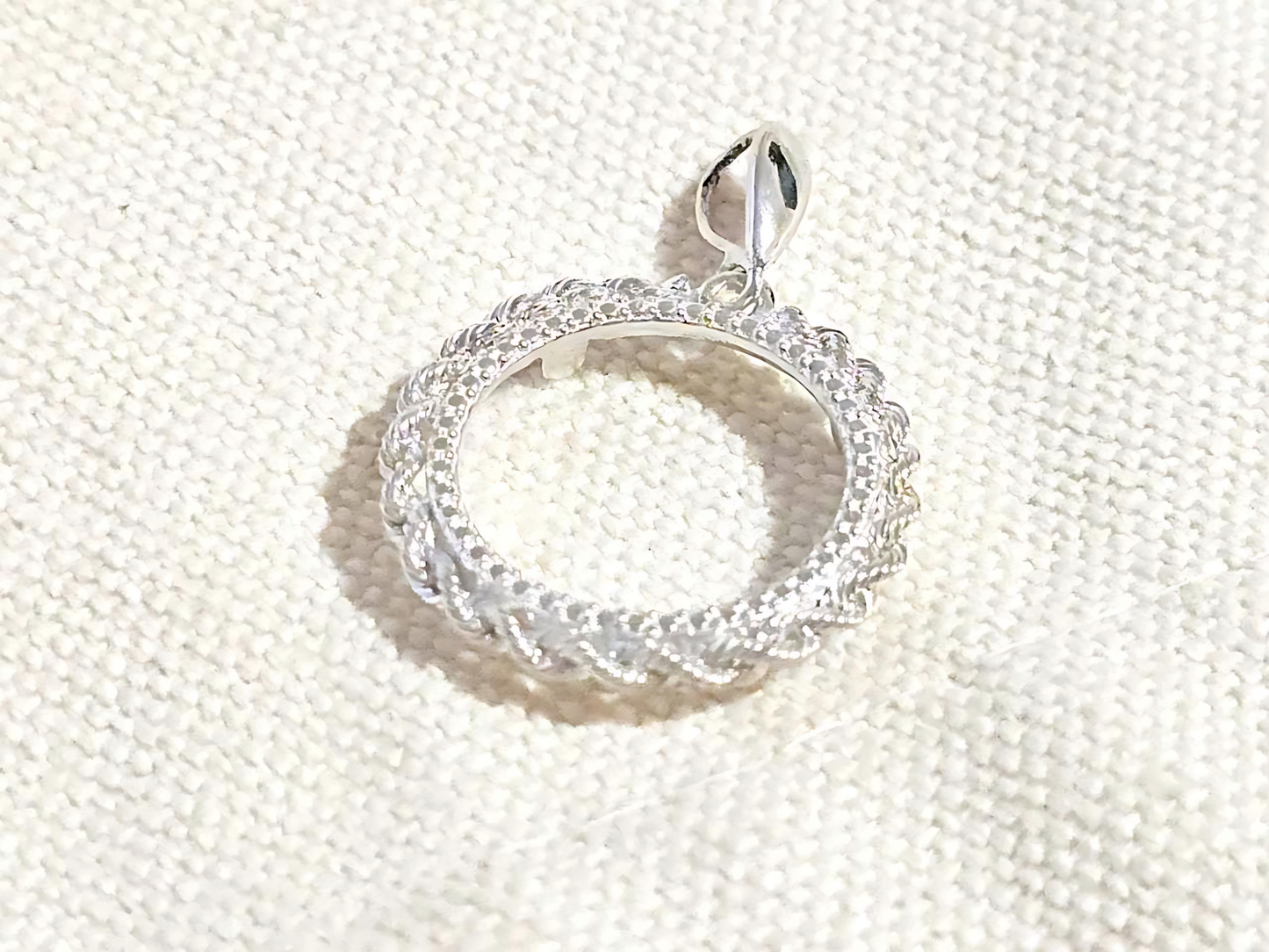 925 Sterling Silver Prong Back Illusion Rope Bezel for 19mm Penny 1 Cent Coins