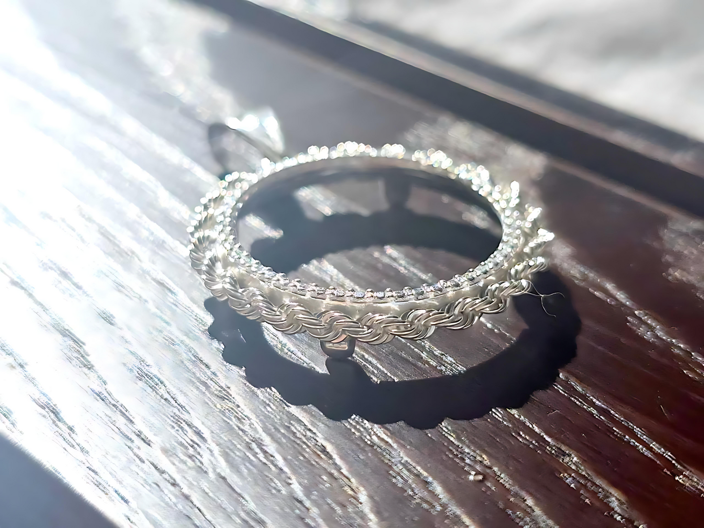 925 Sterling Silver Prong Back Illusion Rope Bezel for 22mm Nickel 5 Cent Coins